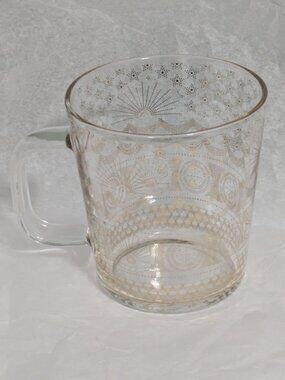 Limited Edition 2017 Starbucks Golden Sea Clear Glass Mug 14oz
